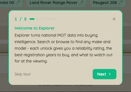 Explorer guided tour popup